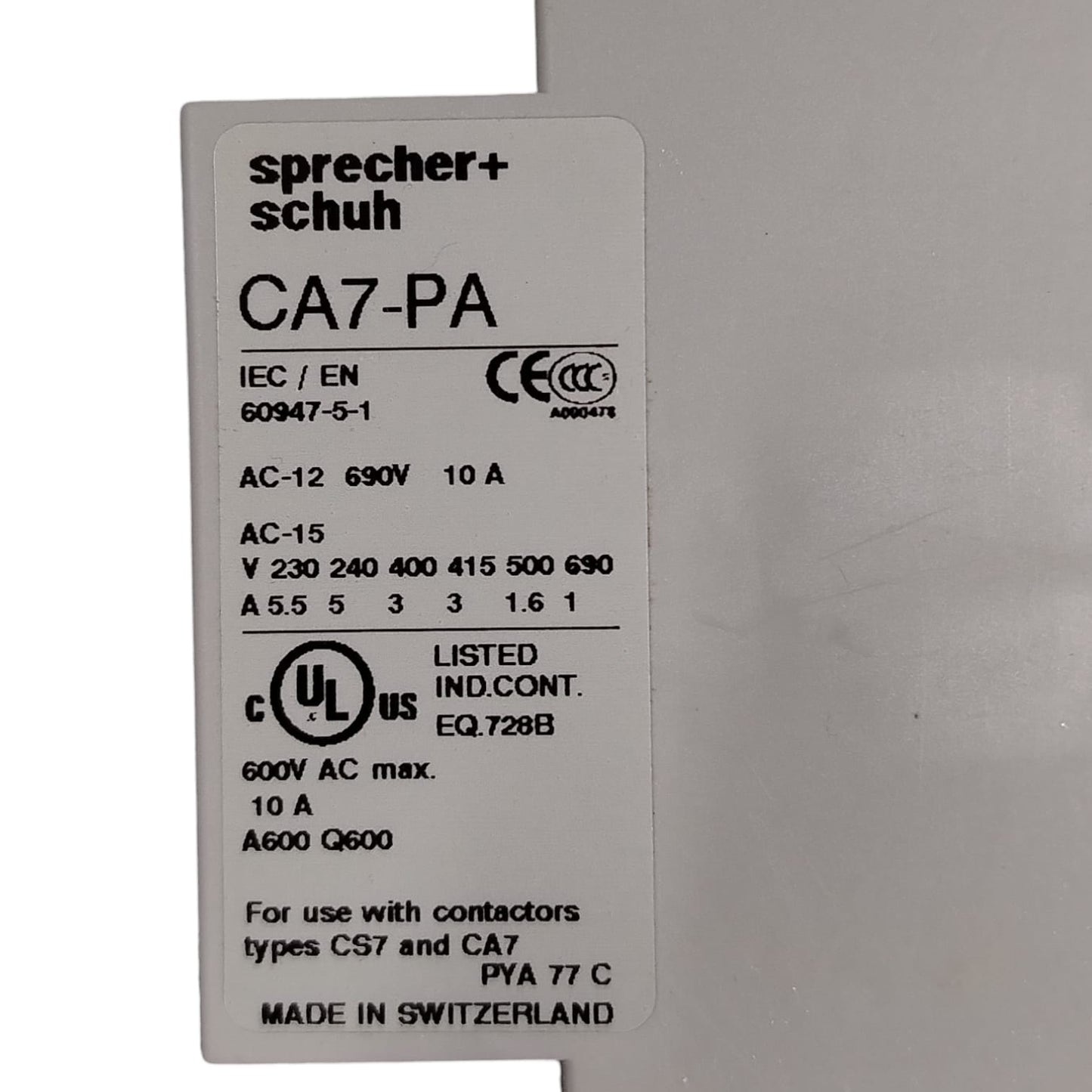 SPRECHER+SCHUH CA7-PA Contacto auxiliar