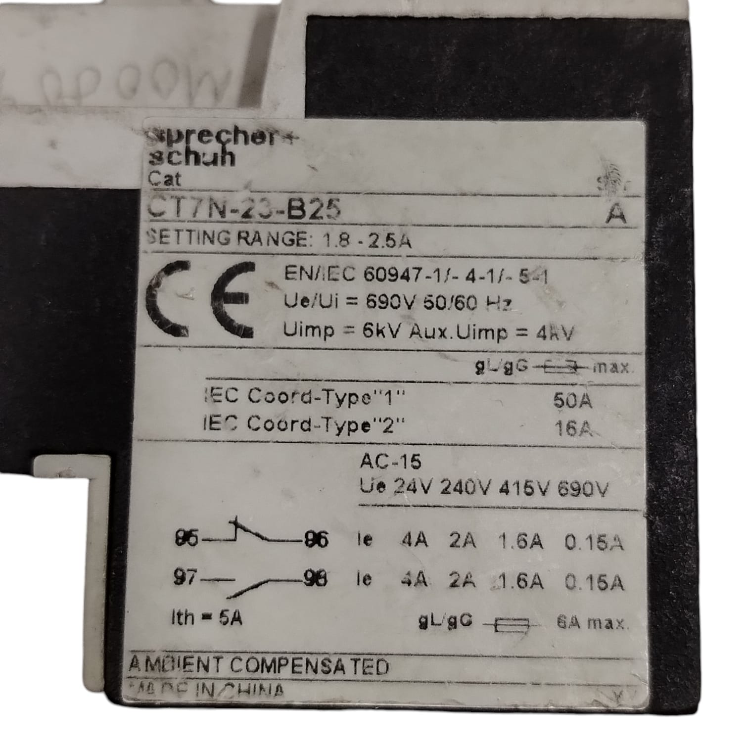 SPRECHER+SCHUH CT7N-23-B25 Relevador