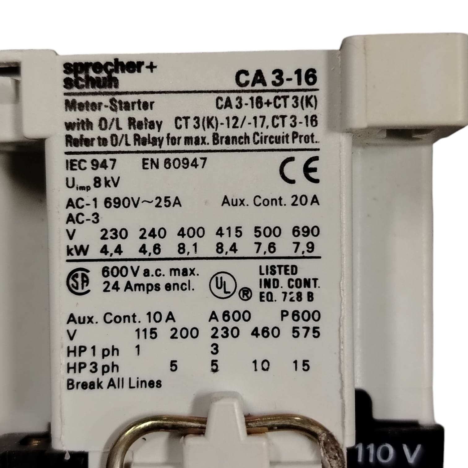 SPRECHER+SCHUH CA3-16-10-120-N0 Contactor