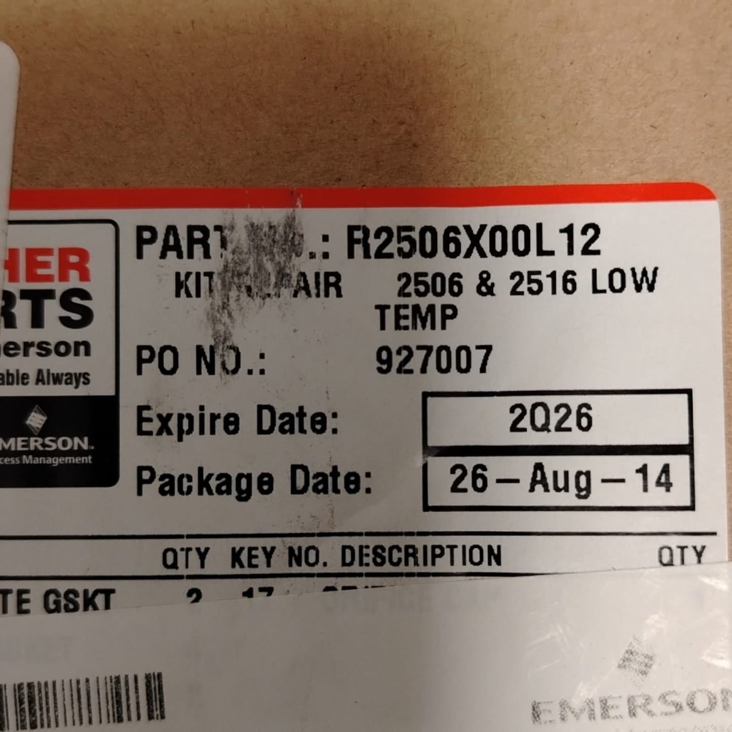 EMERSON R2506X00L12 Kit