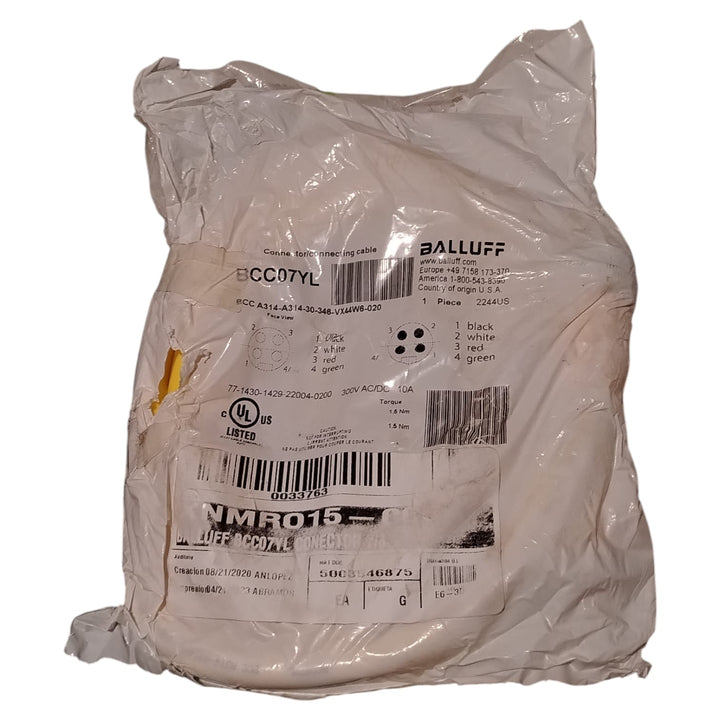 BALLUFF BCC07YL PCC A314-A314-30-346-VX44W6-020 Cable de conexión