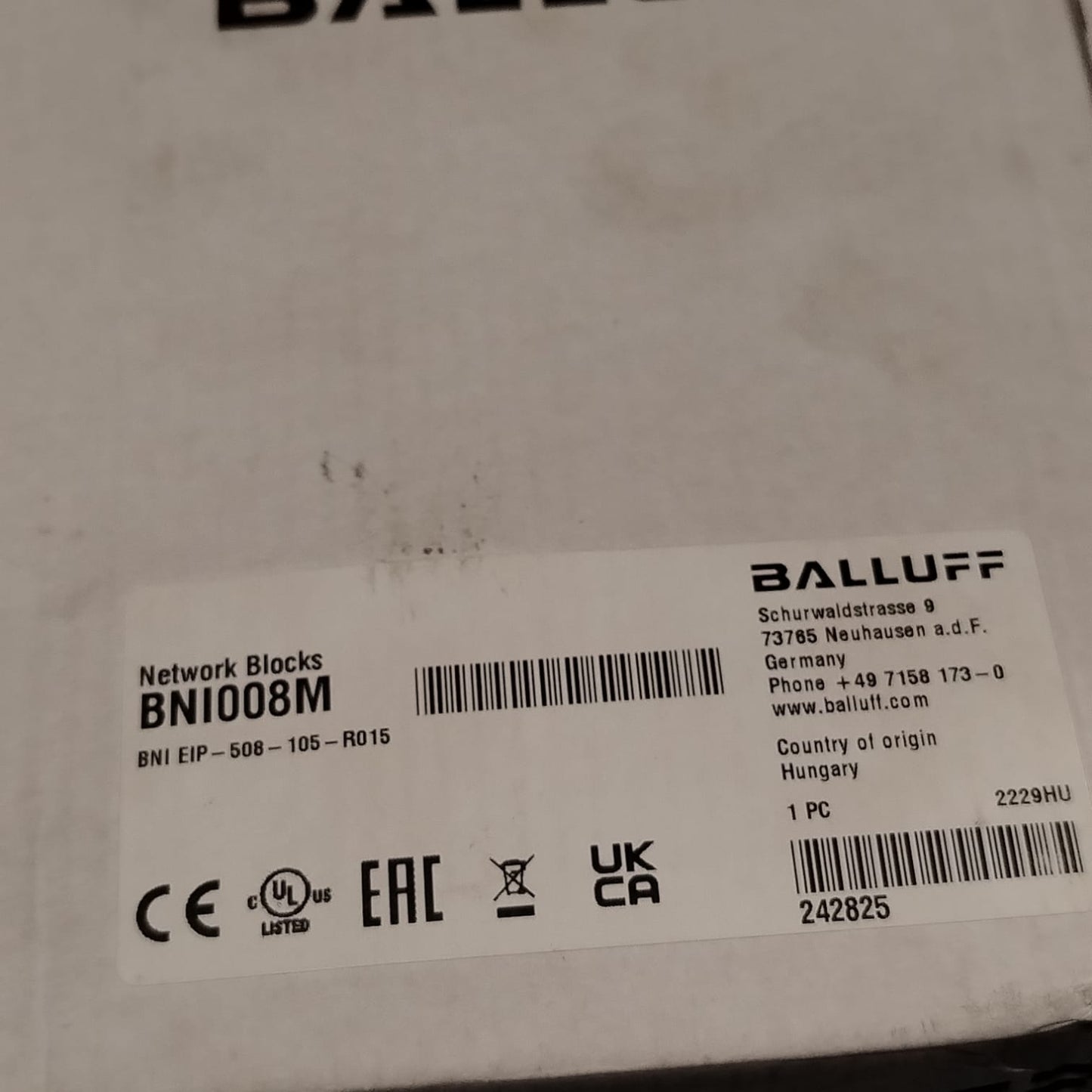 BALLUFF BNI008M BNI EIP-508-105-R015 Módulo de red para Ethernet/IP