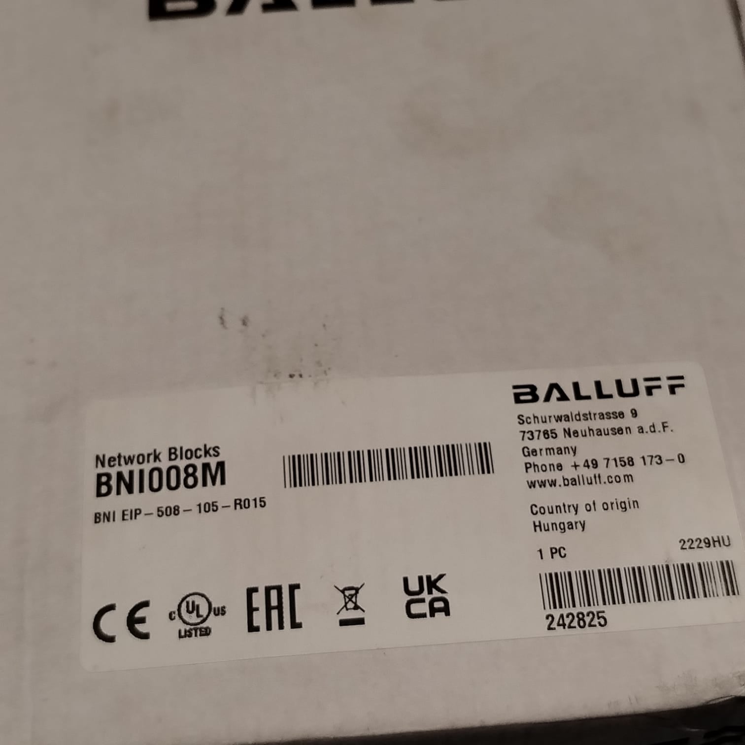 BALLUFF BNI008M BNI EIP-508-105-R015 Módulo de red para Ethernet/IP