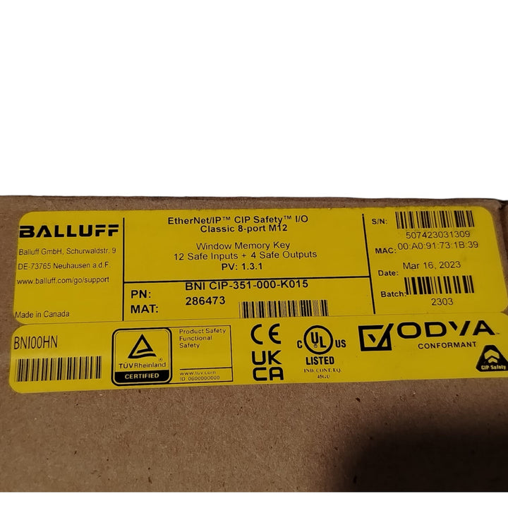 BALLUFF BNI CIP-351-000-K015 Módulo de E/S de seguridad CIP