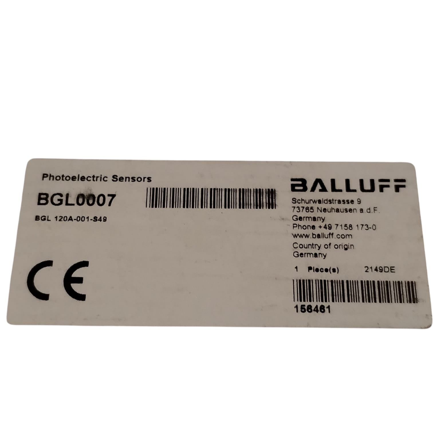 BALLUFF BGL 0007 BGL 120A-001-S49 Barrera fotoeléctrica