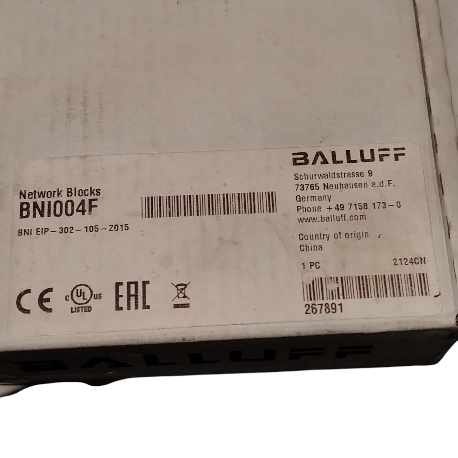 BALLUFF BNI004F BNI EIP-302-105-Z015 Módulo de red para Ethernet/IP