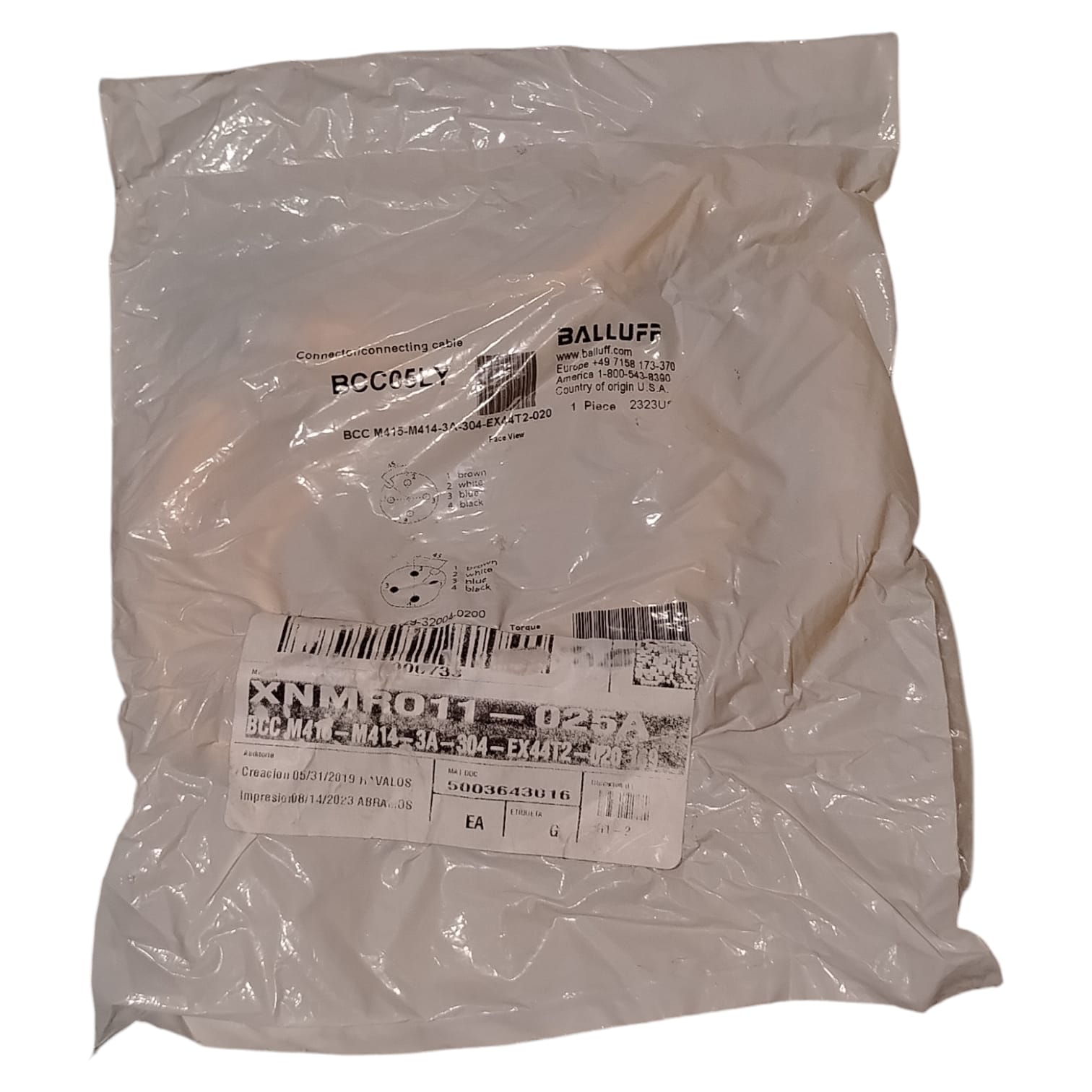 BALLUFF BCC05LY BCC M415-M414-3A-304-EX44T2-020 Cable de conexión