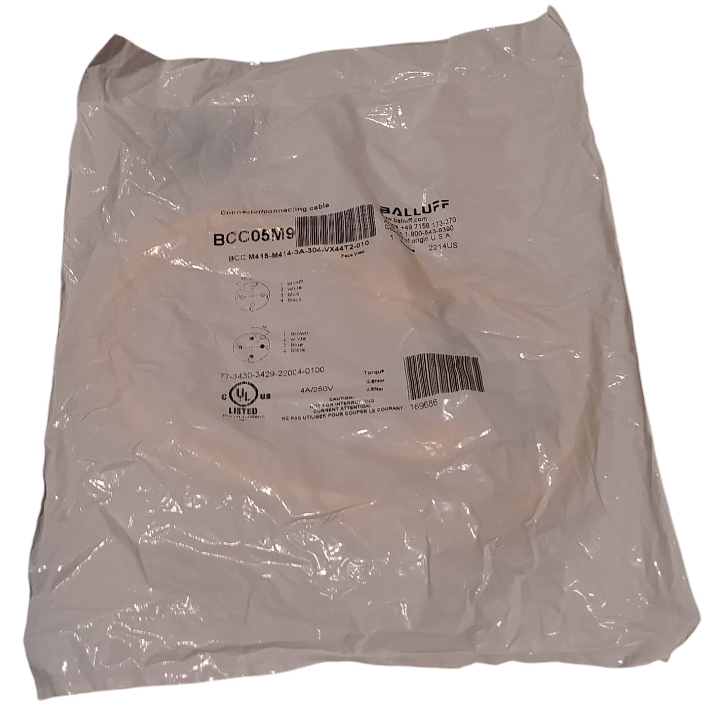 BALLUFF BCC05M9 BCC M415-M414-3A-304-VX44T2-010 Cable de conexión
