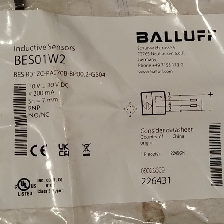BALLUFF BES01W2 BES R01ZC-PAC70B-BP00.2-GS04 Sensor de proximidad/ inductivo