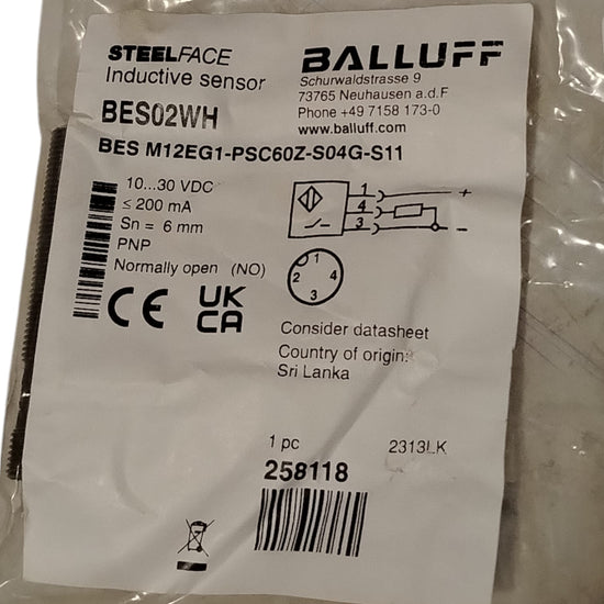 BALLUFF BES02WH BES M12EG1-PSC60Z-S04G-S11 Sensor inductivo