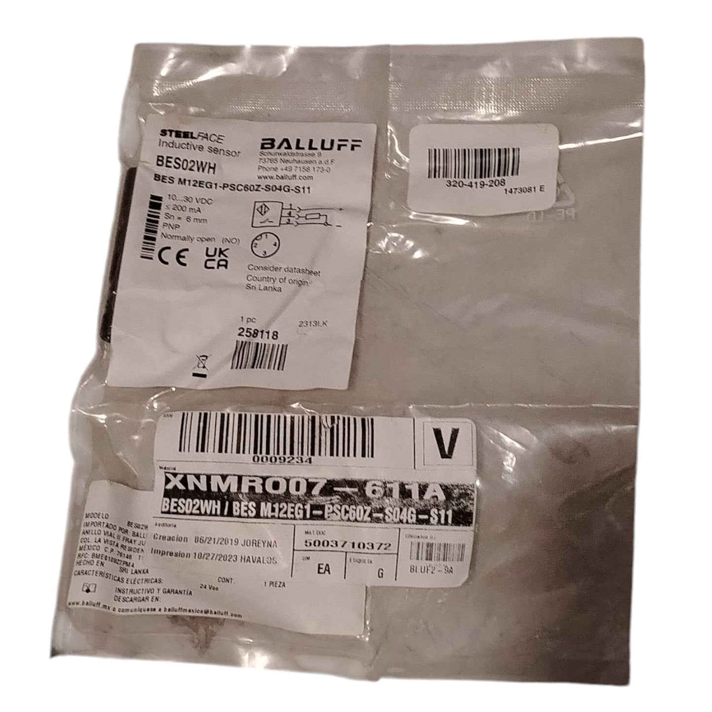 BALLUFF BES02WH BES M12EG1-PSC60Z-S04G-S11 Sensor inductivo