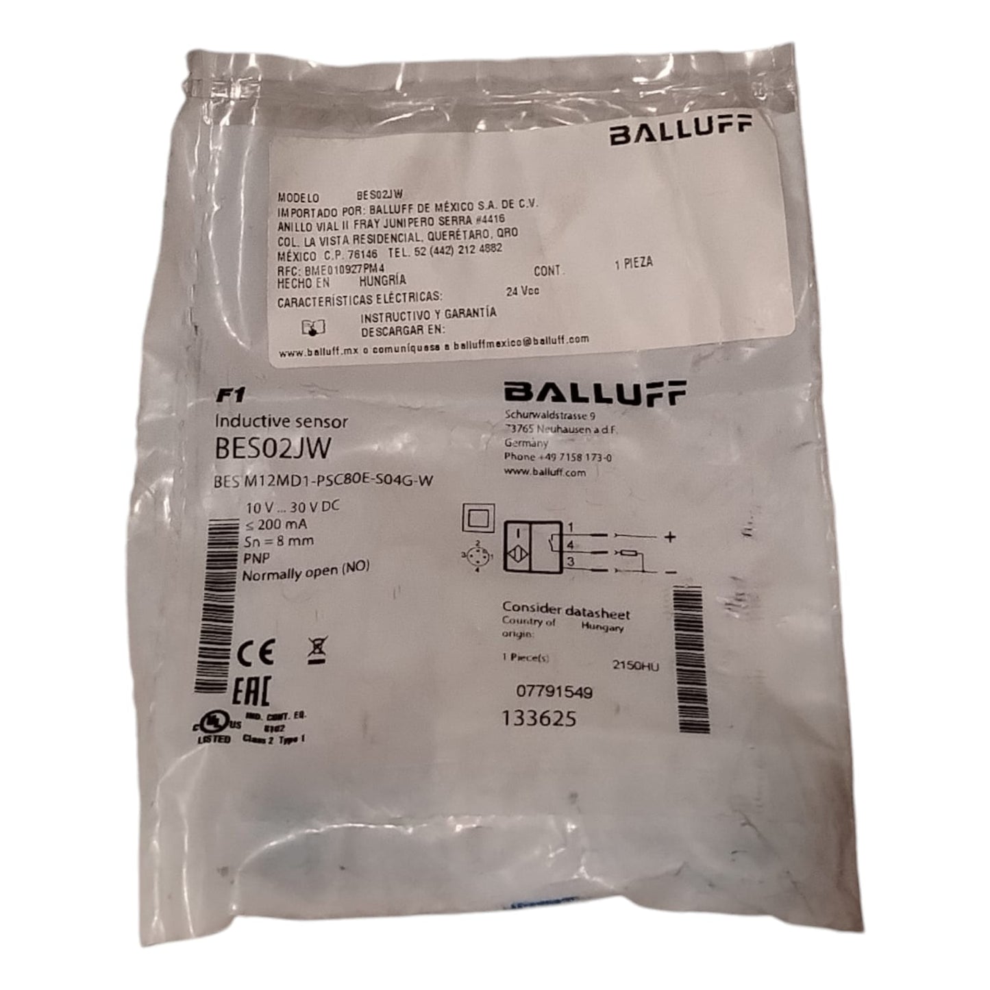 BALLUFF BES02JW BES M12MD1-PSC80E-S04G-W Sensor inductivo