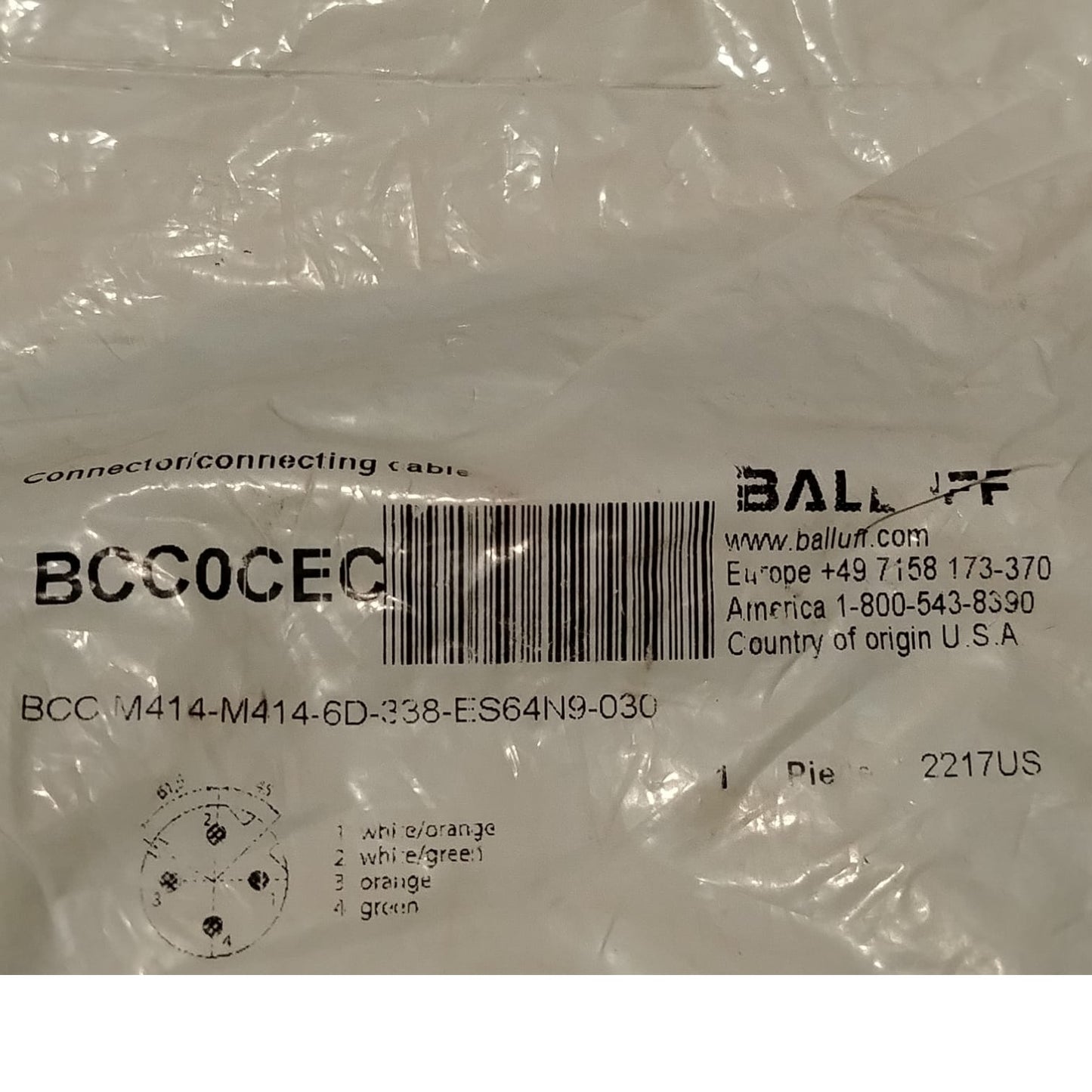 BALLUFF BCC0CEC BCC M414-M414-6D-338-ES64N9-030 Cable de conexión