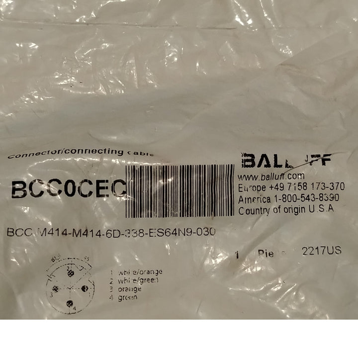 BALLUFF BCC0CEC BCC M414-M414-6D-338-ES64N9-030 Cable de conexión