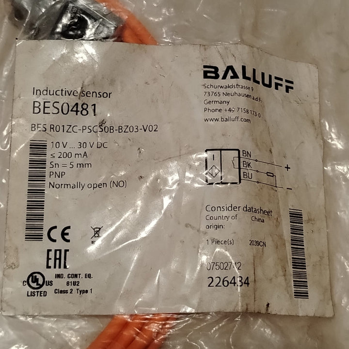 BALLUFF BES0481/BES-R012C-PS50B-B203-V02 Sensor inductivo