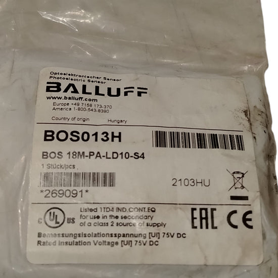 BALLUFF BOS013H BOS 18H-PA-LD10-S4 Sensor fotoeléctrico/inductivo