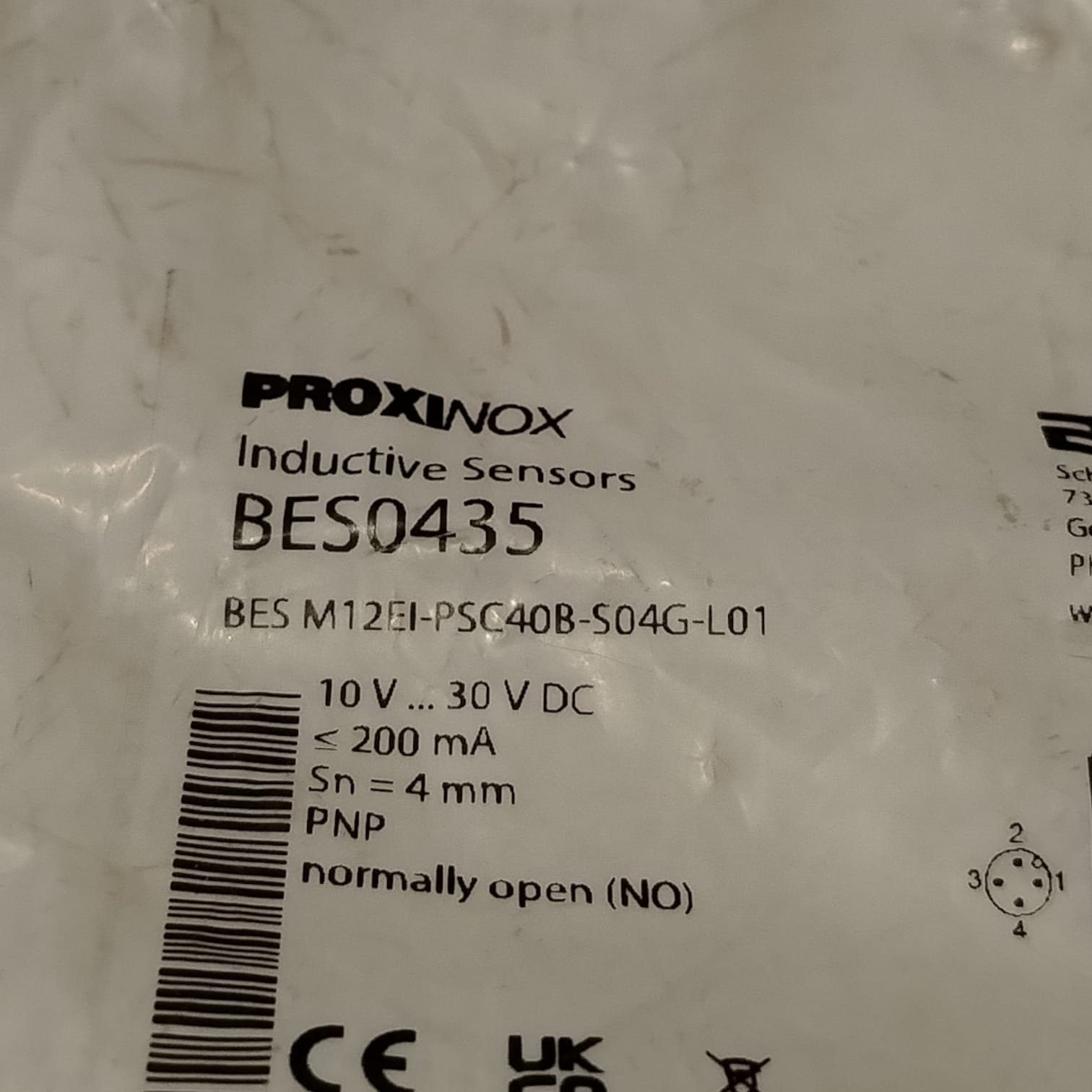 BALLUFF BES0435 BES M12EI-PSC40B-S04G-L01 Sensor inductivo
