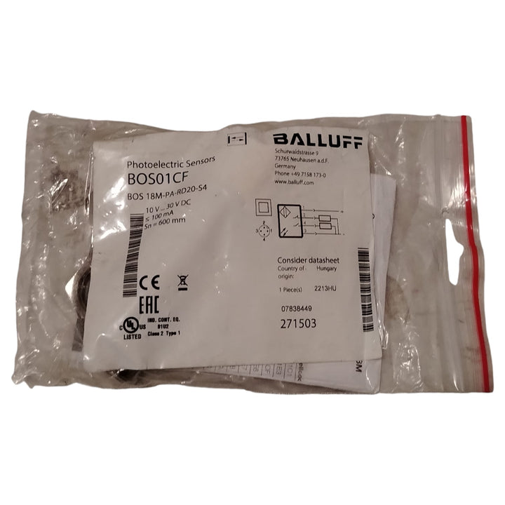 BALLUFF BOS01CF BOS 18M-PA-RD20-S4 Sensor fotoeléctrico