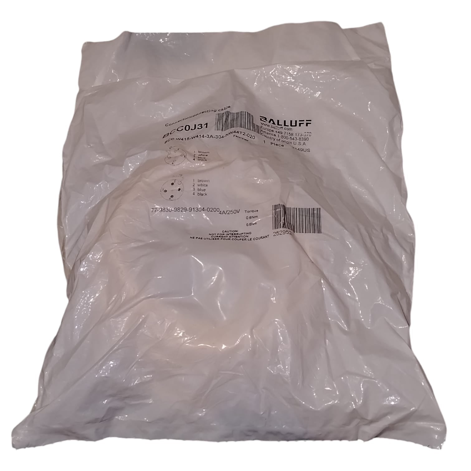 BALLUFF BCC0J31 BCC W415-W414-3A-304-NW44T2-020 Cable de conexión