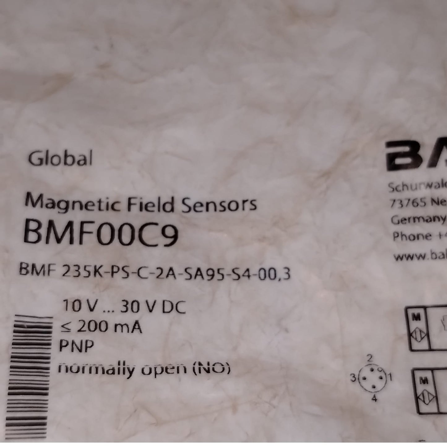 BALLUFF BMF00C9 BMF 235K-PS-C-2A-SA95-S4-00,3 Sensor