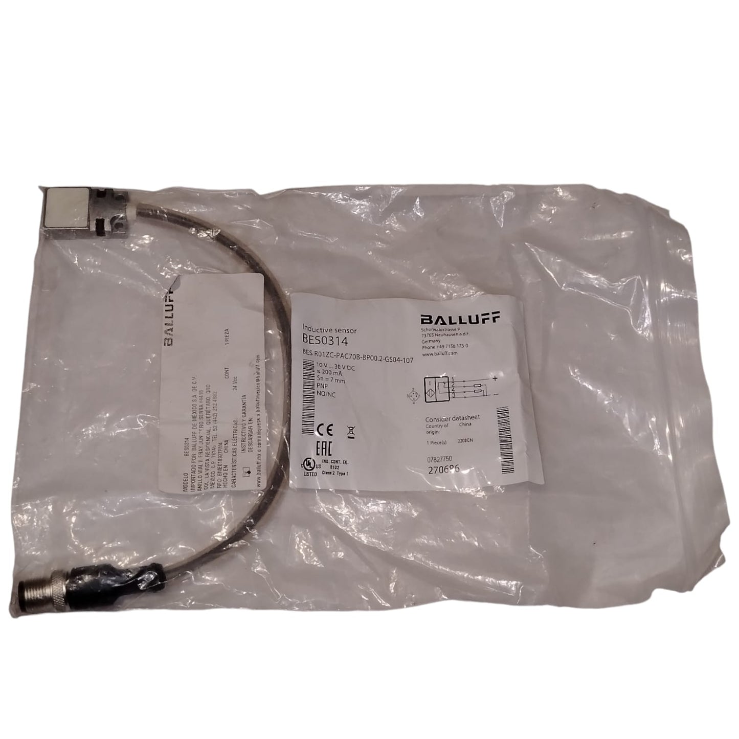 BALLUFF BES0314 BES R01ZC-PAC70B-BP00.2-GS04-107 Sensor inductivo