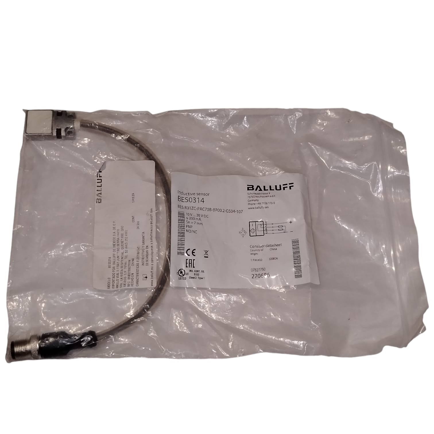 BALLUFF BES0314 BES R01ZC-PAC70B-BP00.2-GS04-107 Sensor inductivo