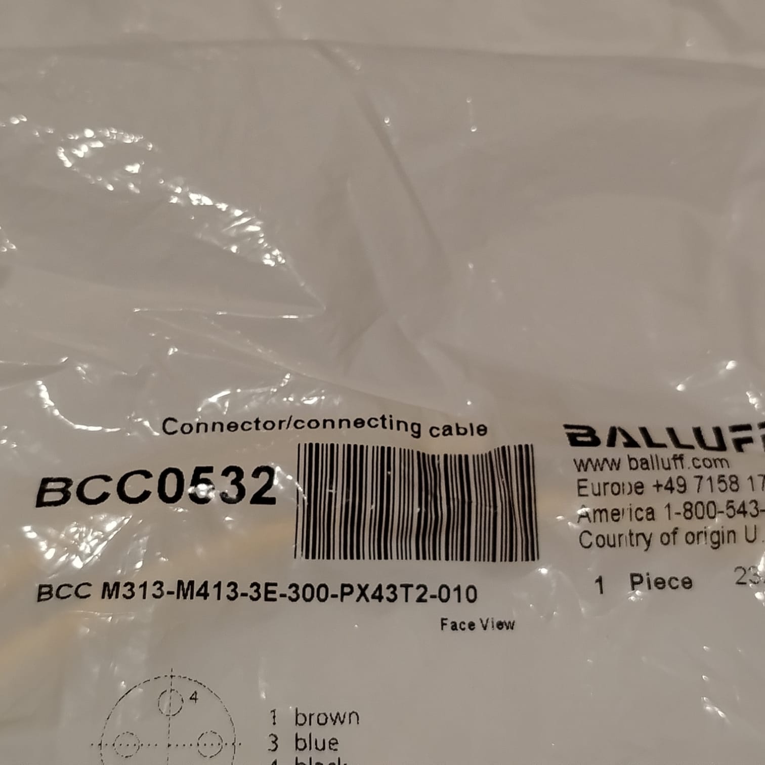 BALLUFF BCC0532 BCC M313-M413-3E-300-PX43T2-010 Cable de conexión