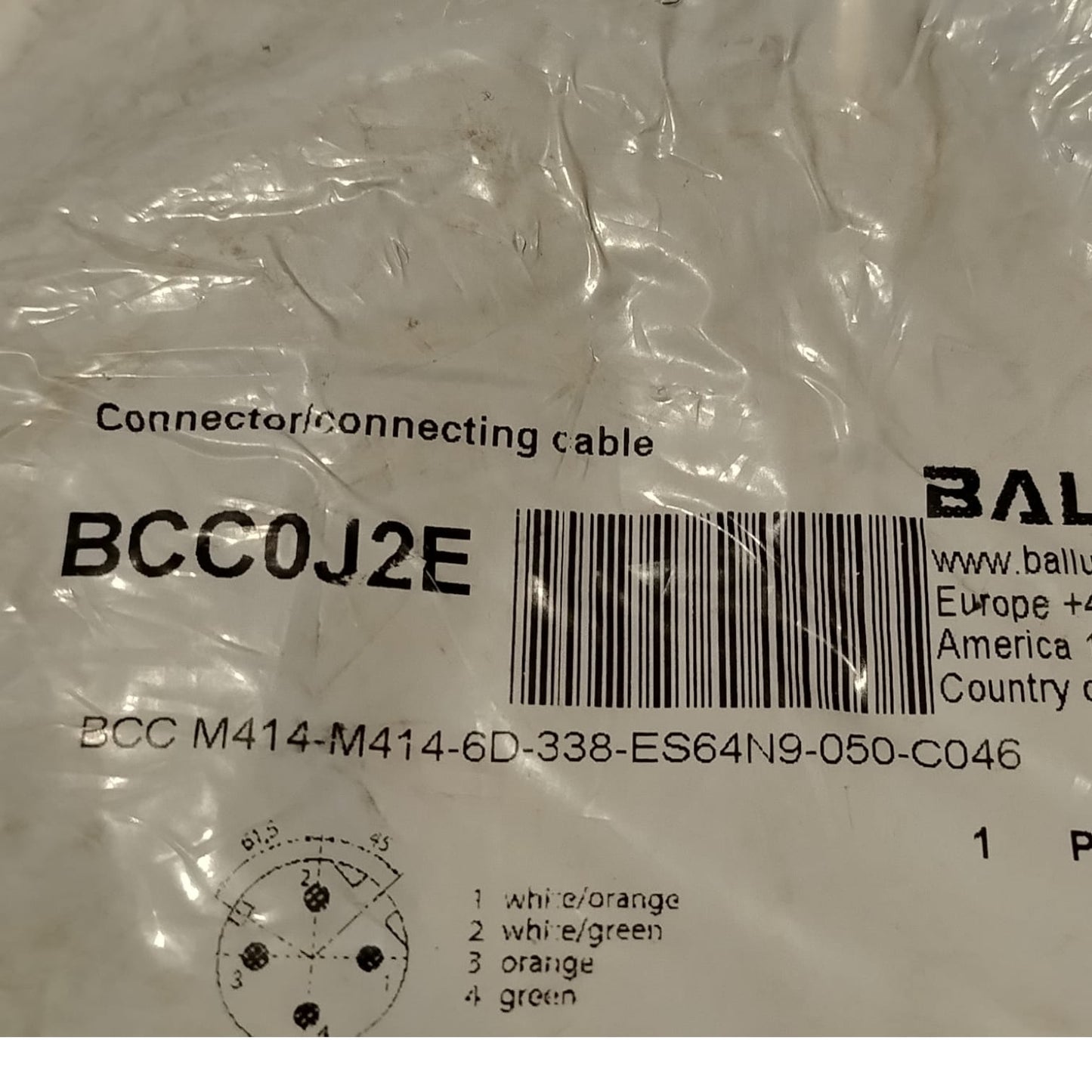 BALLUFF BCC0J2E BCC M414-M414-6D-338-ES64N9-050-C046 Cable de conexión