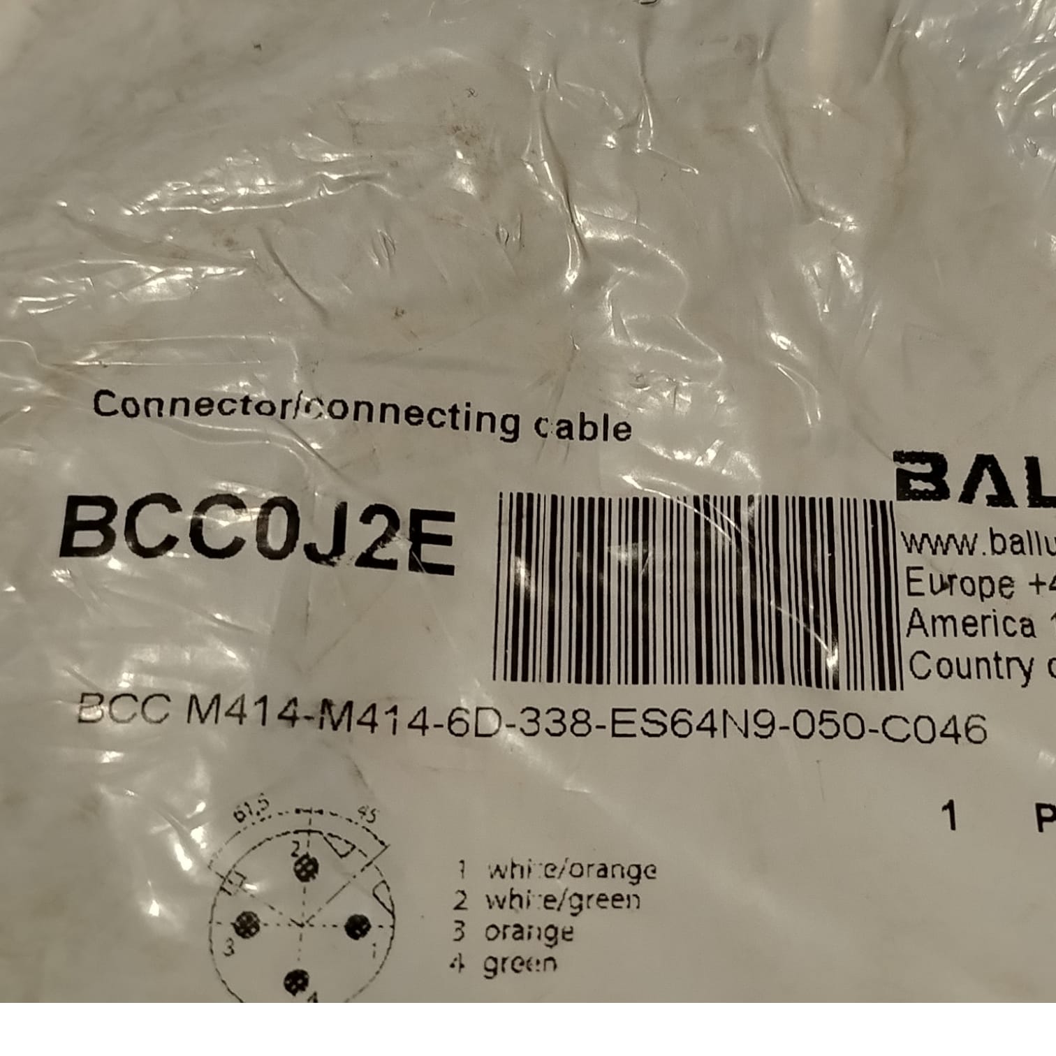 BALLUFF BCC0J2E BCC M414-M414-6D-338-ES64N9-050-C046 Cable de conexión