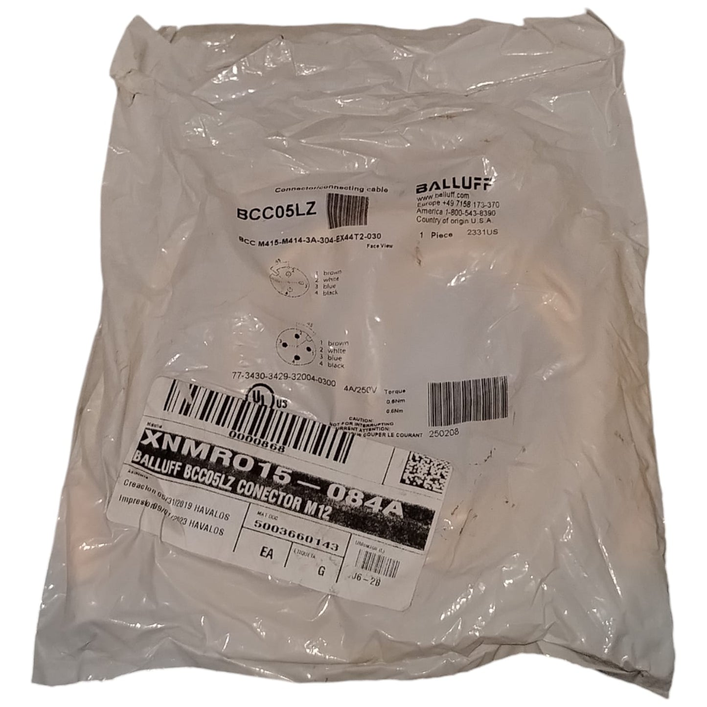 BALLUFF BCC05LZ BCC M415-M414-3A-304-EX44T2-030 Cable de conexión