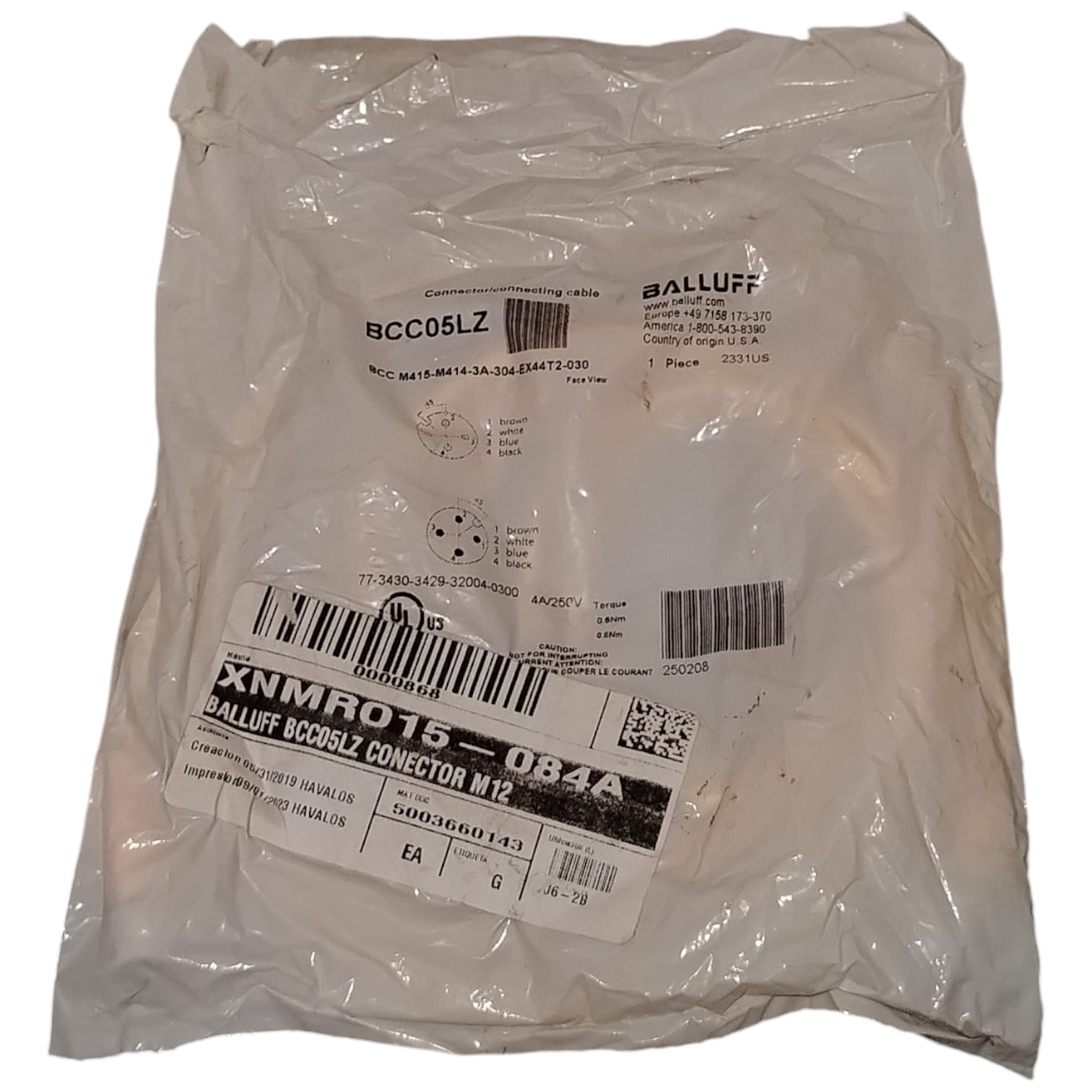 BALLUFF BCC05LZ BCC M415-M414-3A-304-EX44T2-030 Cable de conexión