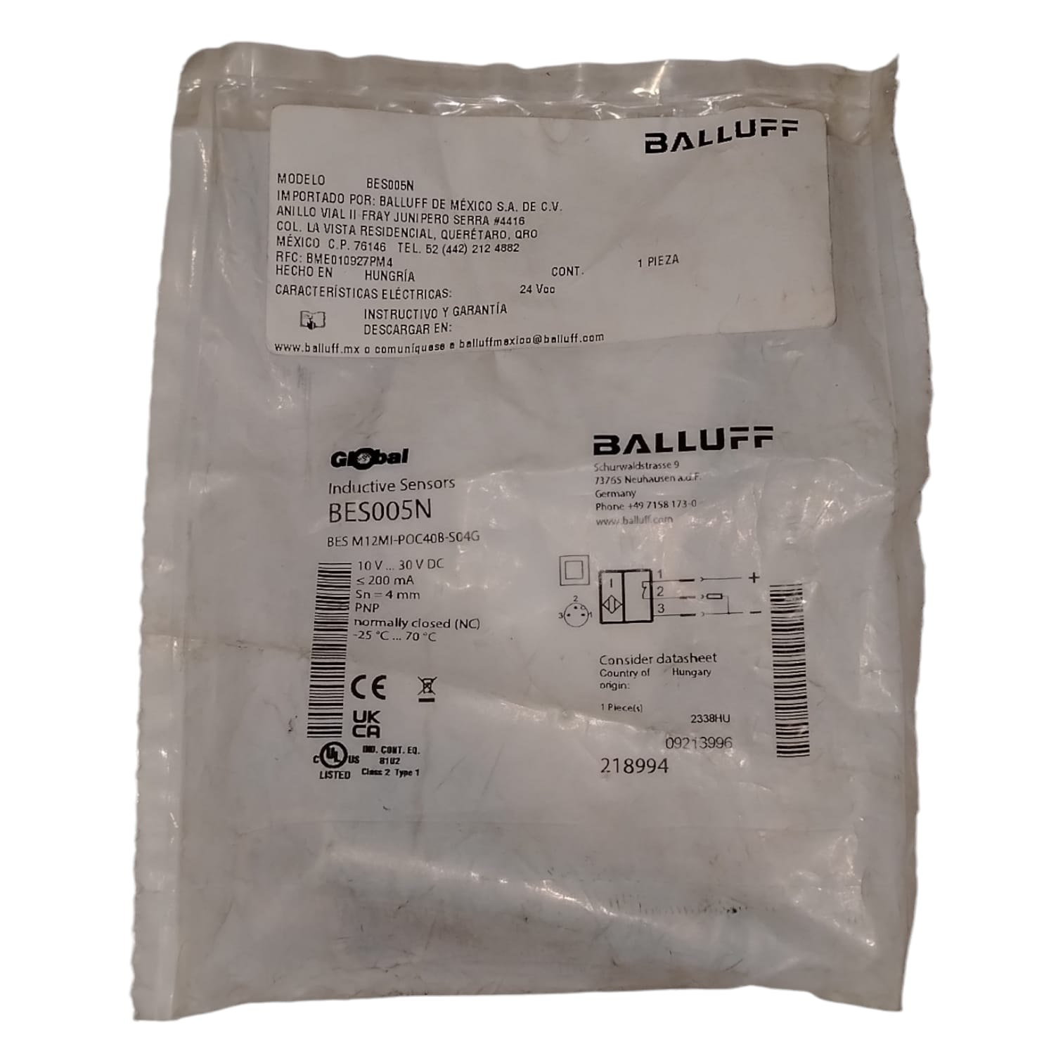 BALLUFF BES005N Sensor inductivo