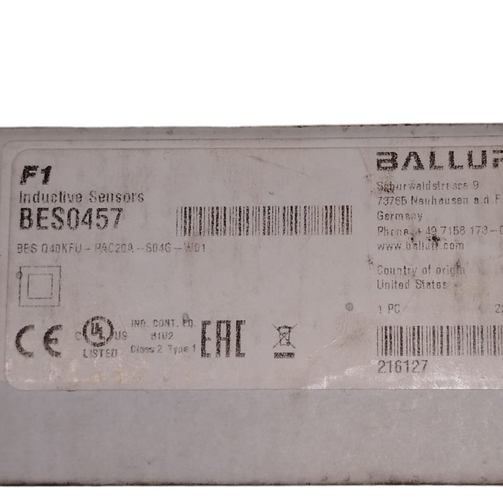 BALLUFF Bes0457 Bes Q40kfu-pac20a-s04g-w01 Sensor inductivo