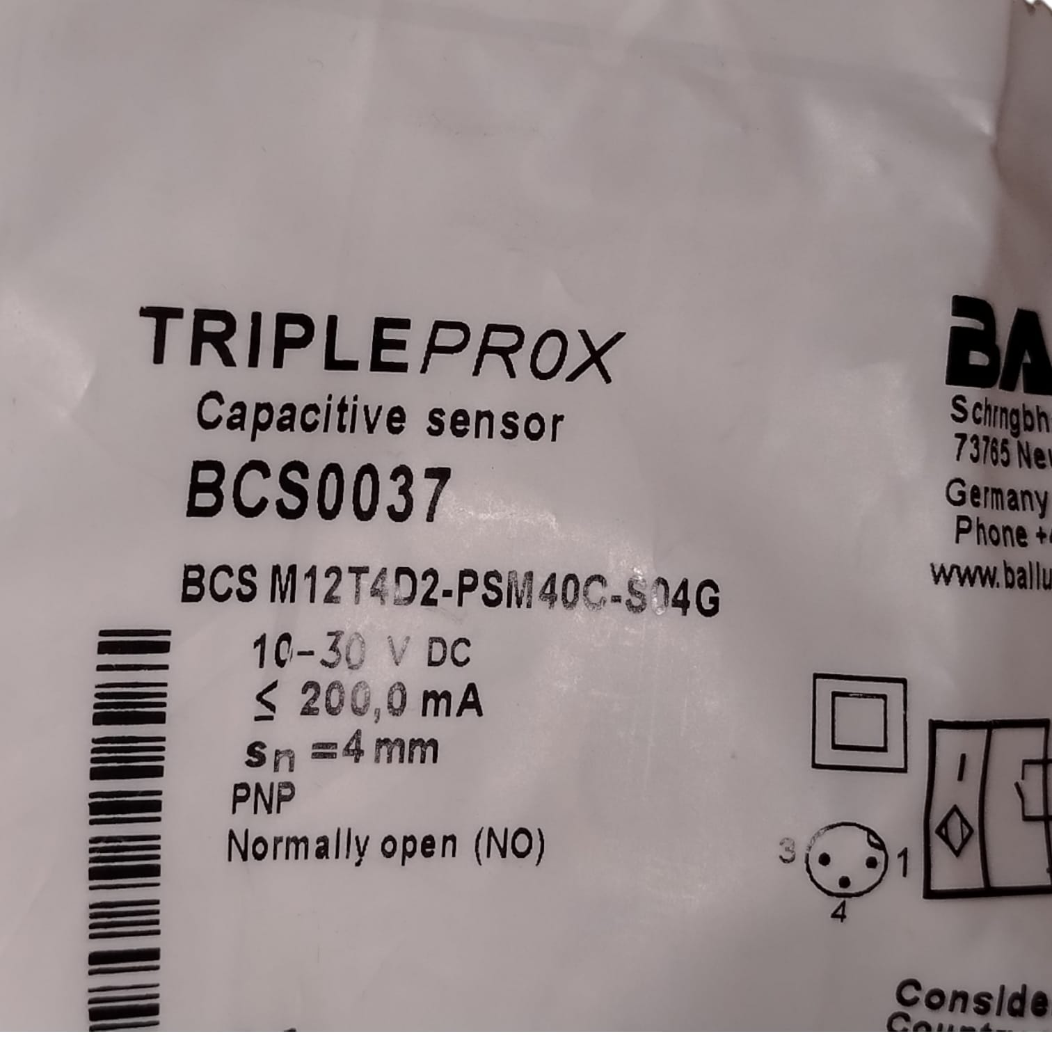 BALLUFF BCS0037 BCS M12T4D2-PSM40C-S04G Sensor de proximidad