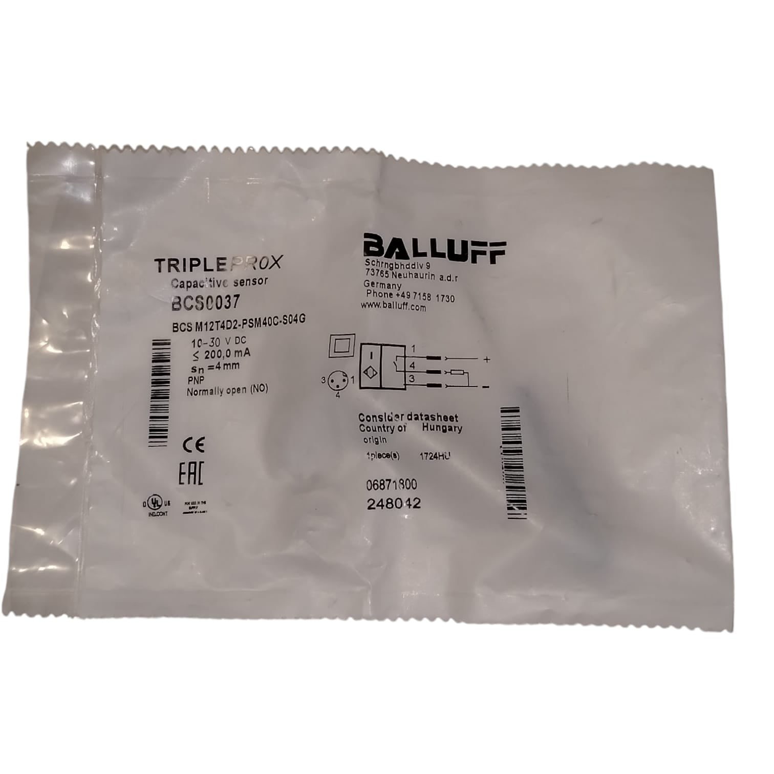 BALLUFF BCS0037 BCS M12T4D2-PSM40C-S04G Sensor de proximidad