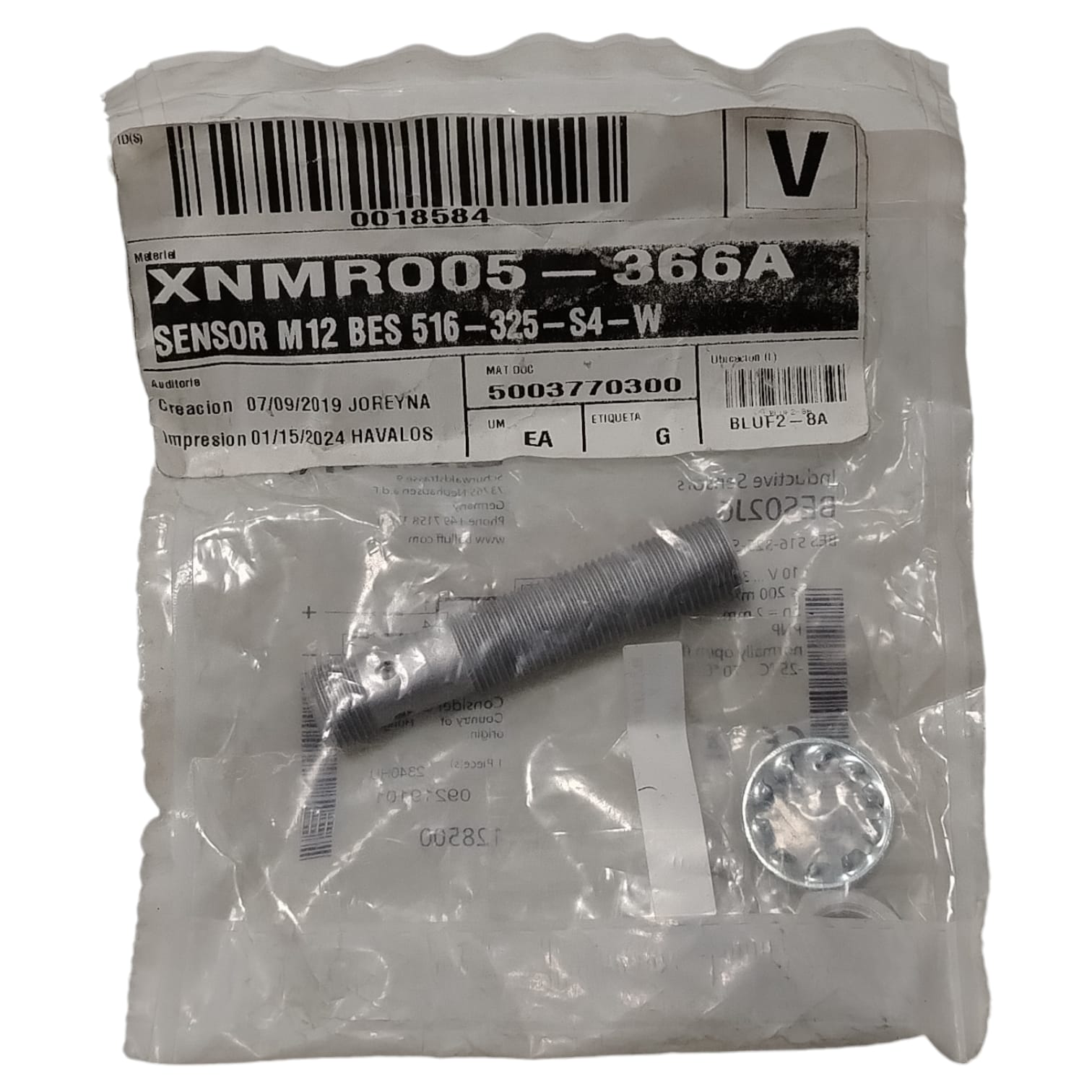 BALLUFF BES02J6 Sensor inductivo