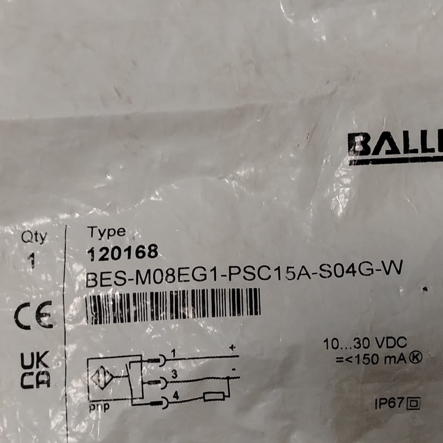 BALLUFF BES-M08EG1-PSC15A-S04G-W Sensor inductivo
