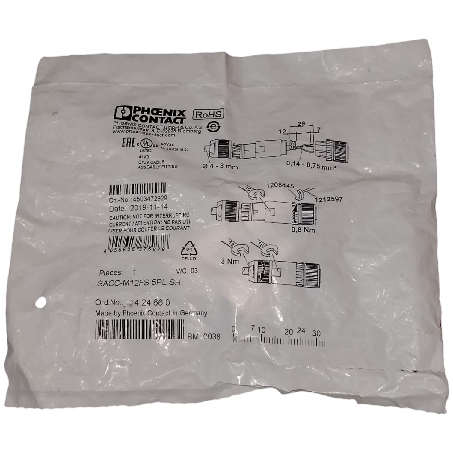 PHOENIX CONTACT SACC-M12FS-5PL SH Conector