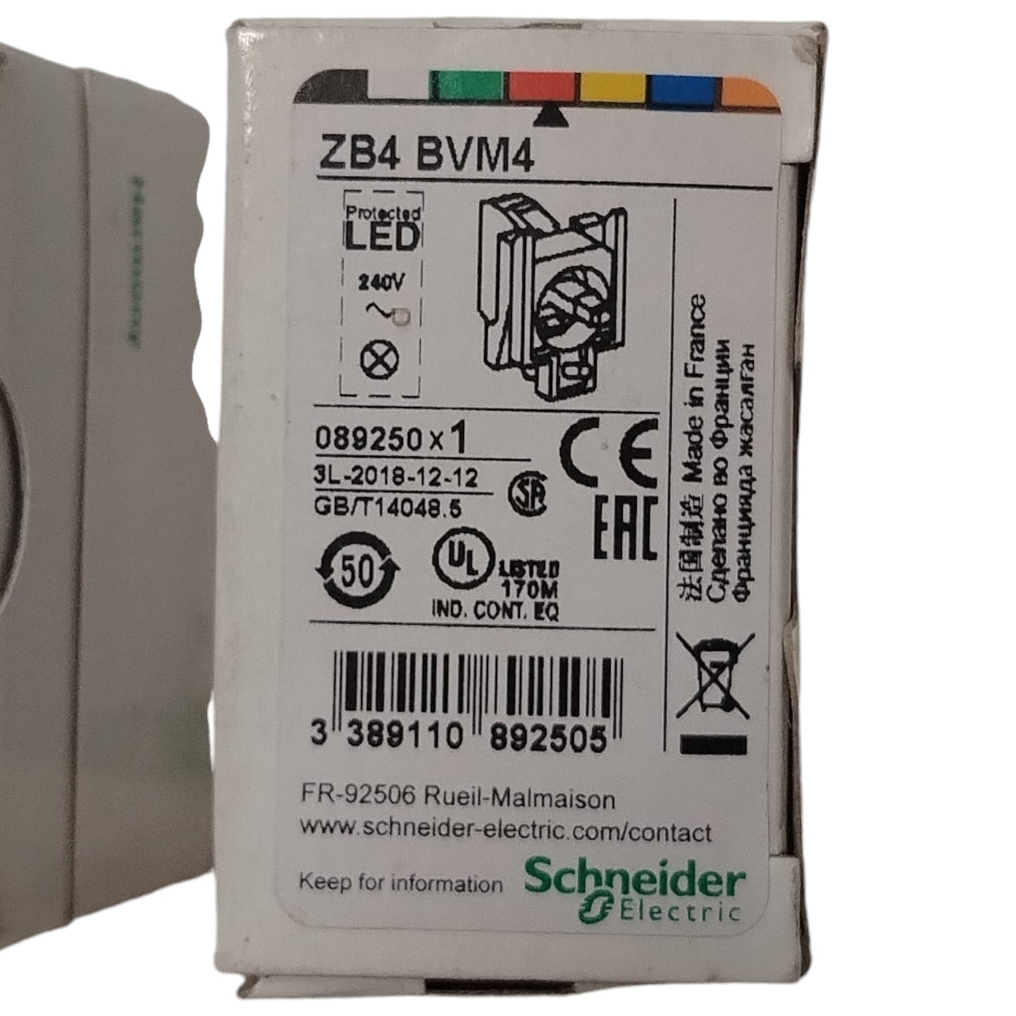SCHNEIDER ELECTRIC	 ZB4BV03+ZB4BVM4 Cabeza y cuerpo led luminoso