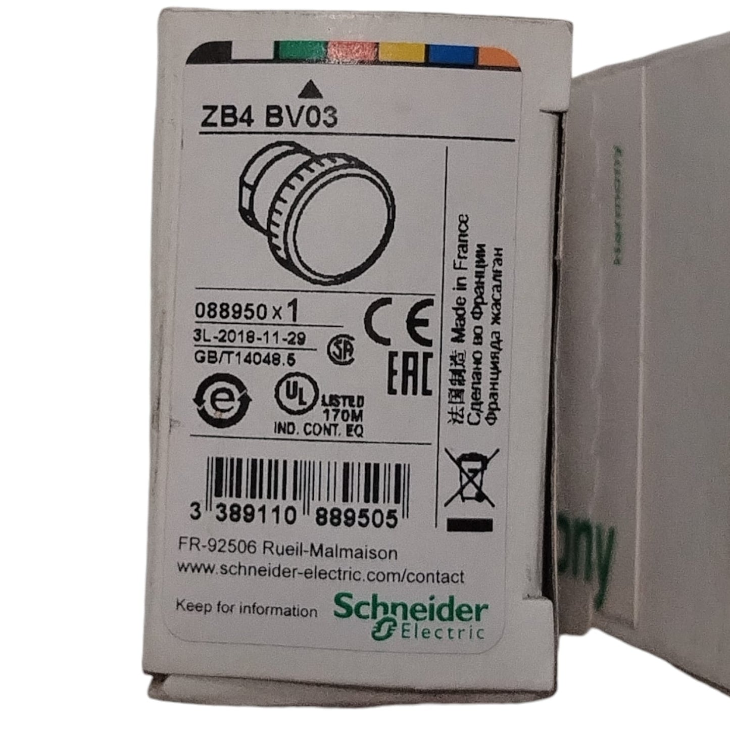 SCHNEIDER ELECTRIC	 ZB4BV03+ZB4BVM4 Cabeza y cuerpo led luminoso