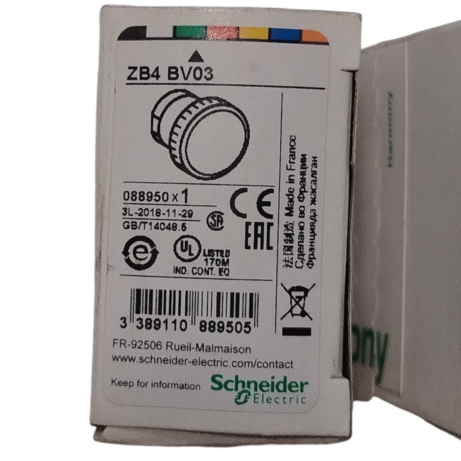 SCHNEIDER ELECTRIC	 ZB4BV03+ZB4BVM4 Cabeza y cuerpo led luminoso