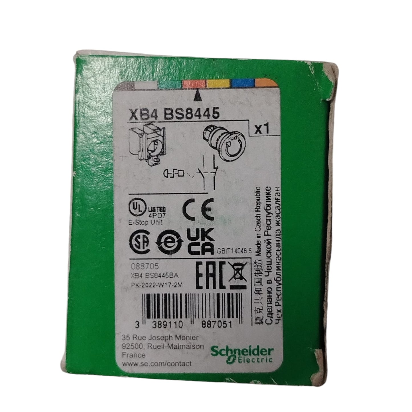 SCHNEIDER ELECTRIC	XB4 BS8445 Botón de paro de emergencia