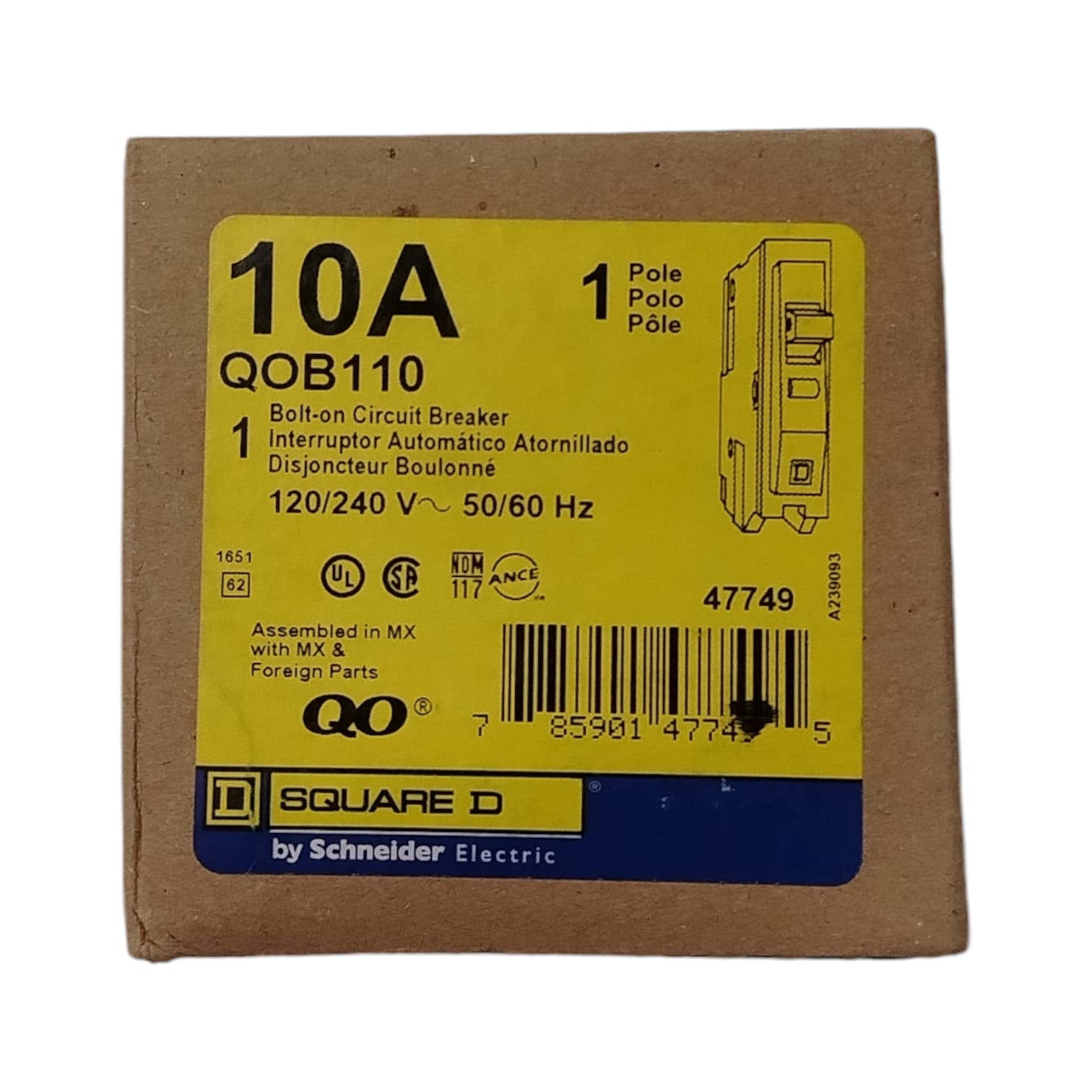 SCHNEIDER ELECTRIC	QOB110 Square D 10a Interruptor termomagnético