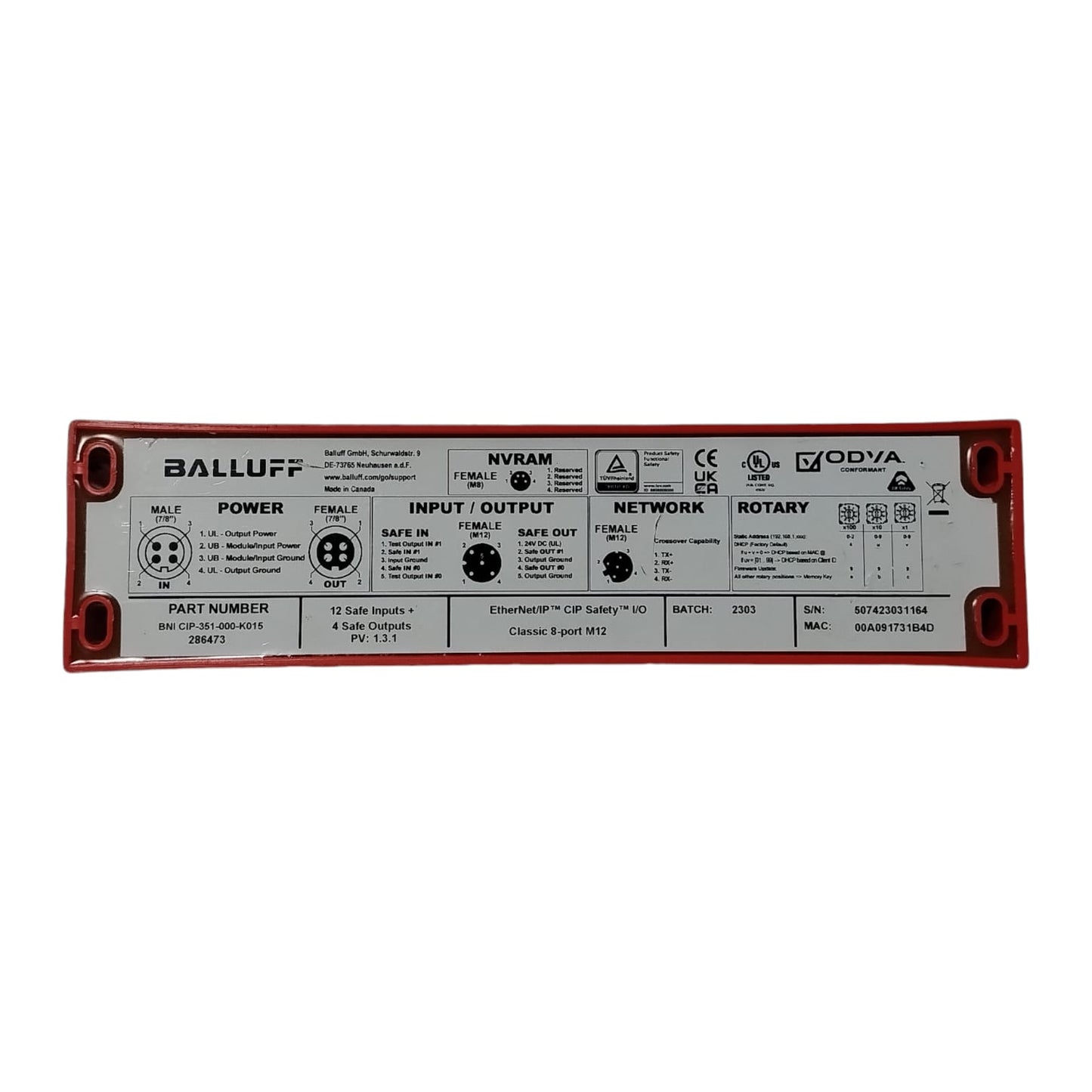 BALLUFF BNI CIP-351-000-K015 Módulo de E/S de seguridad CIP