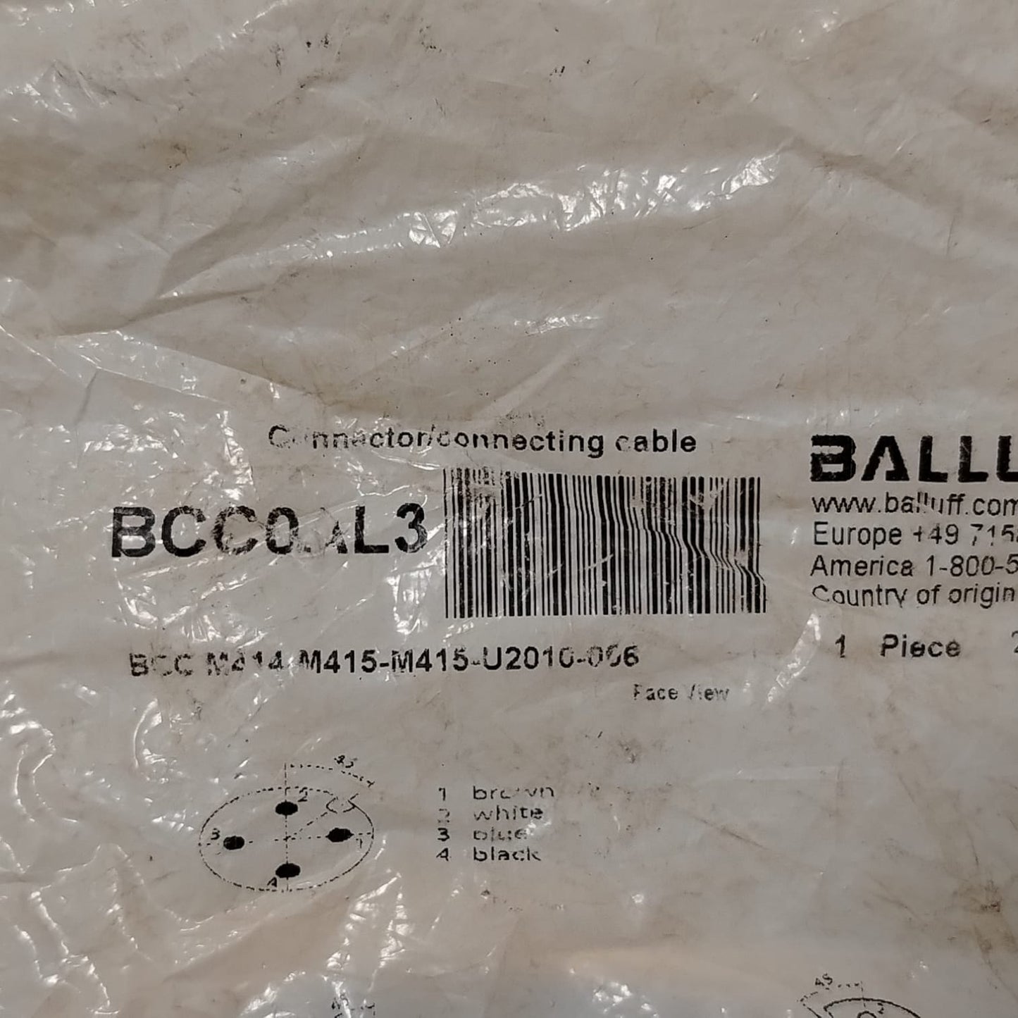 BALLUFF BCC0AL3 Cable de conexión