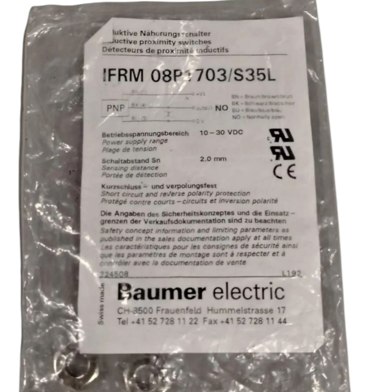 Baumer Electric Ifrm 08p1703/s35l Sensor