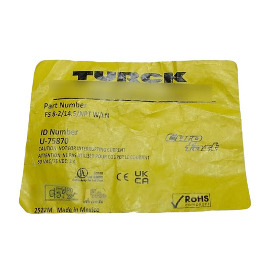 Turck Fs 8-2/14.5/npt W/ln  conector M12 de montaje frontal