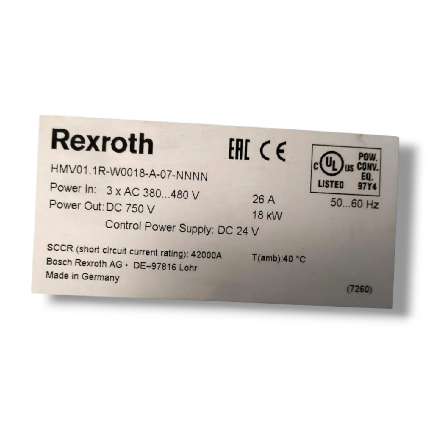 REXROTH HMV01.1R-W0018-A-07-NNNN UNIDAD DE ALIMENTACION