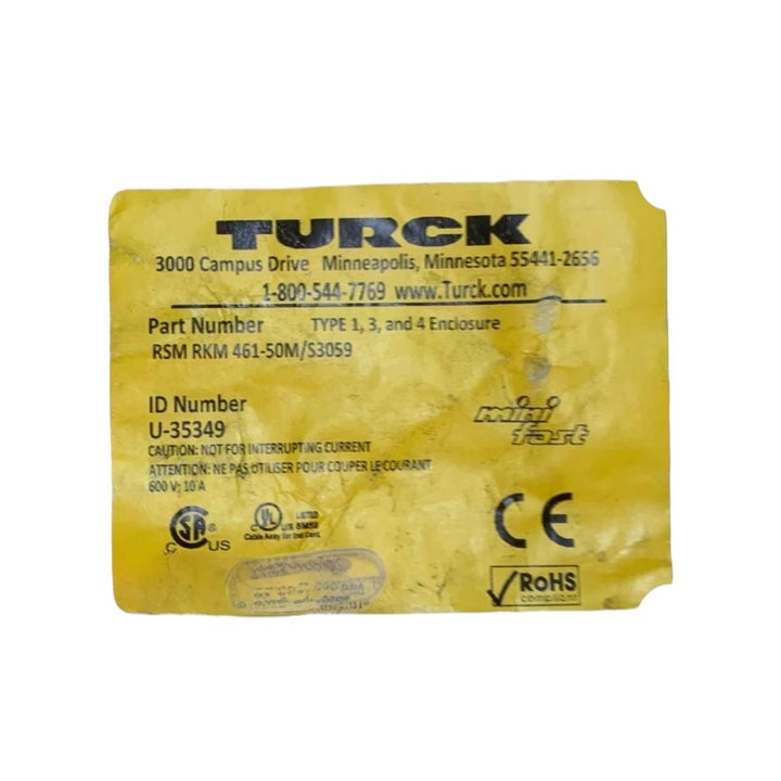 Turck Rsm Rkm 461-50m/s3059 cable de extensión industrial