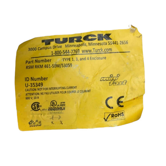 Turck Rsm Rkm 461-50m/s3059 cable de extensión industrial